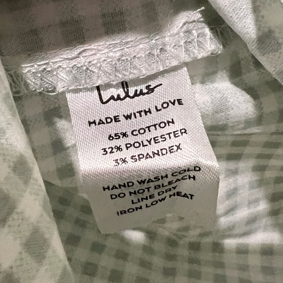 Lulus Happy Chance Sage Green Gingham Square Neck Mini Dress Size Small - Picture 8 of 10